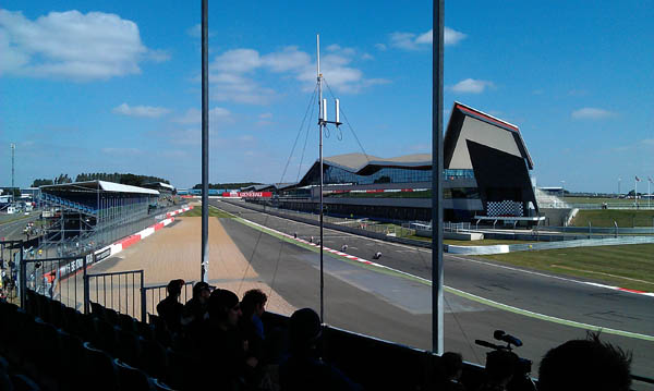View from Club Corner at Silverstone MotoGP looking to left up International Pits Straight